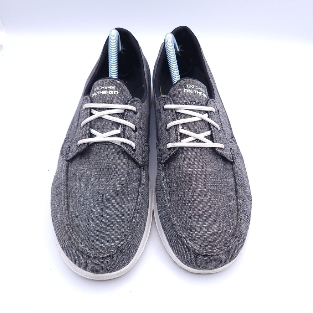 Skechers Ashore Boat Shoes Womens 11 M Heathered Gray Canvas On the Go Flex - Picture 7 of 10